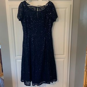 Blue sparkly mesh/sequins, special occasion dress. Sz 16. SLNY Fashions NY.